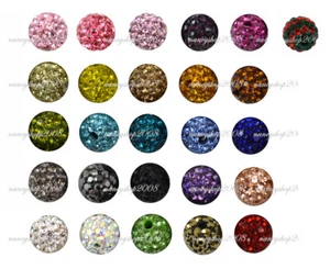 8mm Shamballa Beads Crystal Paved Clay Disco Ball for Bracelets - Picture 1 of 27