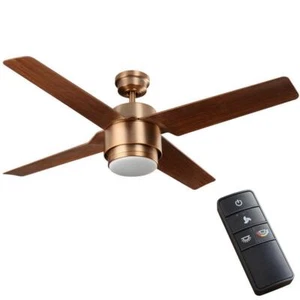 Home Decorators Collection Outdoor Ceiling Fan 52" in Matte Brass w/ LED Light - Picture 1 of 11