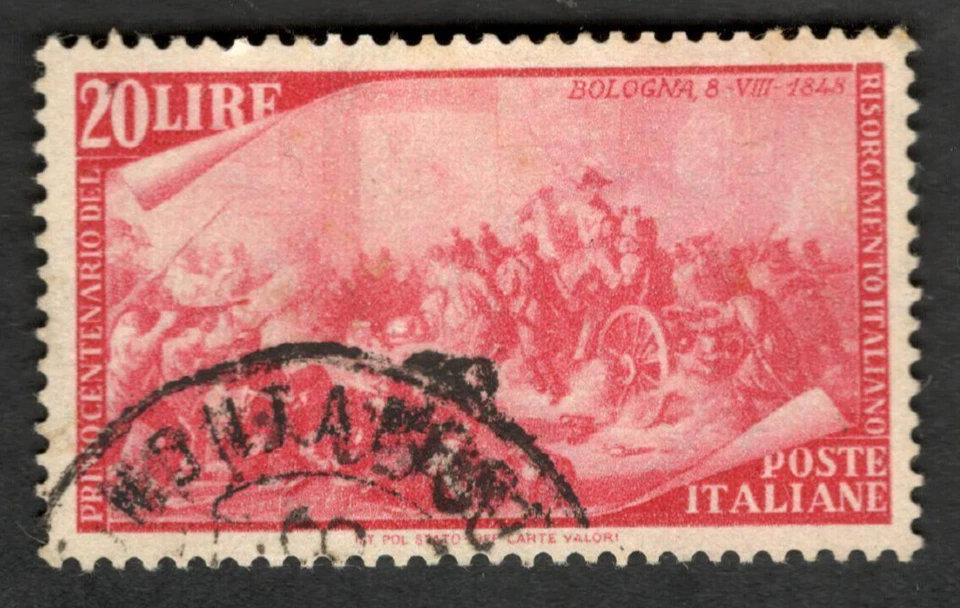 Italia 1948 Sc #503 20 liras insurrección en Bolonia - sello postal usado CV $13,50 Foto 1 de 1