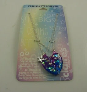 necklace half heart  BFF Best Friends 1 for each friend pink blue - Picture 1 of 7