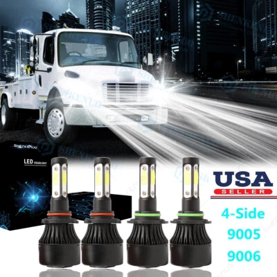 4Side LED For Freightliner M2 100 106 112 6000K Headlight Hi-Lo Bulbs Combo Pkg - Image 1 of 4