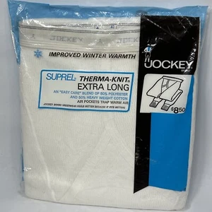Vtg Jockey Thermal Long Underwear Pants Sz 40 Extra Long Suprel Knit White NOS - Picture 1 of 6