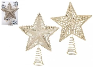 GROSSER GLITZER BAUMSPITZE STERN IN CHAMPAGNER GOLD - Heben Sie Ihre Weihnachtsbaum Deko - Bild 1 von 1