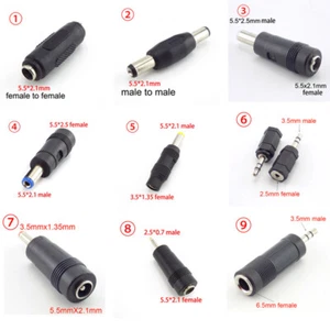 DC female male jack plug 5.5X 2.1mm 2.5mm 6.5mm 3.5mm adapter Connector laptop - Picture 1 of 16