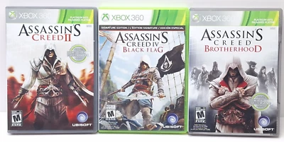Microsoft Xbox 360 Assassin's Creed II + Brotherhood + Black Flag Lot 3 CIB - Image 1 of 3