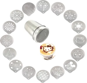 Stainless Steel Powder Shakers Coffee Cocoa Cinnamon Shaker Cans Mesh Duster wit - Picture 1 of 5