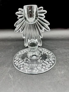 Vintage New Martinsville Clear Teardrop Candlestick Candle Holder 6in - Picture 1 of 8