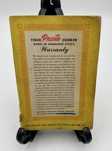 Vintage Presto Cooker WarrantyRecipe Book National Pressure Cooker Co - Picture 1 of 2
