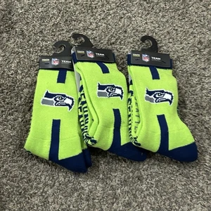 Youth Socks NFL New Seattle Seahawks Green 3 Pairs - Picture 1 of 4