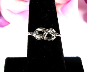 LOVE KNOT Vintage RING 14KT GE Gold Electroplate INCA CLAD Silvertone Sz 8 - Picture 1 of 6