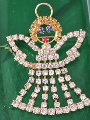 VESTIDO OSCILANTE BROCHE ÁNGEL ESTRÁS VINTAGE 3.5" Foto 1 de 4