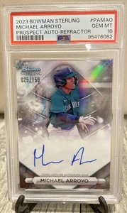 Michael Arroyo Auto Refractor #025/150 2023 Bowman Sterling PSA 10 Mariners - Picture 1 of 2