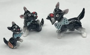 Set Of 3 Vintage Miniature Schnauzer Dog Ceramic Figurines Bone China Japan - Picture 1 of 10