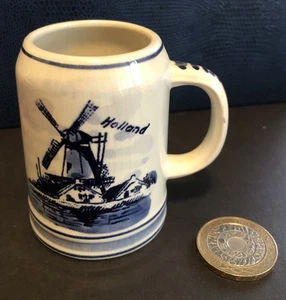 Vintage Delfts Blue And White Hand Painted Small Pitcher 7cm… Age Wear No Chips - Picture 1 of 6