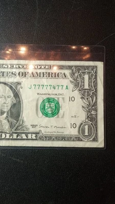2017-$1 Near Solid Serial Number Lucky Sevens 77777477 - Image 1 of 4