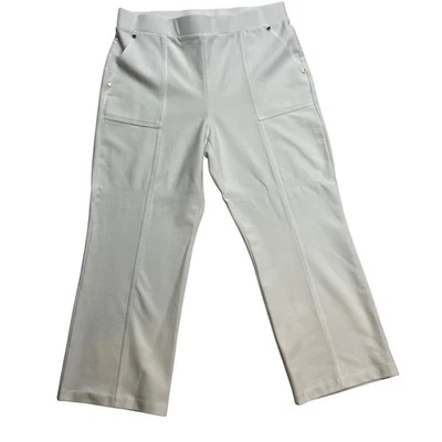 Женские укороченные брюки Michael Kors белые широкие штанины размер L хлопковая смесь эластичные - Изображение 1 из 4