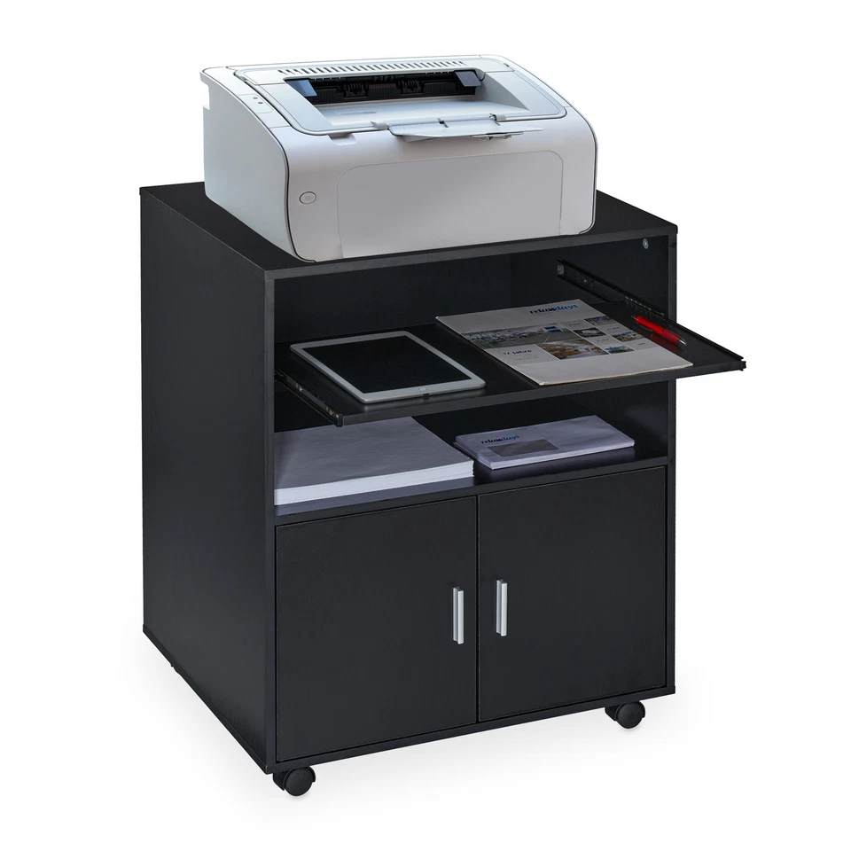 Relaxdays Rollcontainer mit Tastaturauszug, 74x60x48cm - Schwarz (10032208)