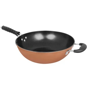Copper Carbon Steel Induction Wok Chinese Stir Fry Non Stick Frying Pan 30cm 12" - Picture 1 of 5