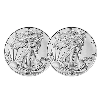 Lote de 2 - 2025 $1 American Silver Eagle 1 oz BU Foto 1 de 2