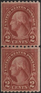 USA 1923 Sc#606 2c carmine, Washington, perf 10 horiz coil, line pair, MNH - Picture 1 of 1
