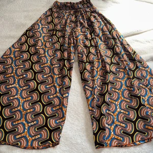 Hitrack Wax Print Wide Leg Pants Elastic Waist Boho Hippie One Size Handmade - Picture 1 of 14