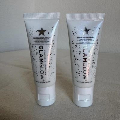 2 x GLAMGLOW Supersmooth Blemish Clearing 5-Minute Mask to Scrub 0.5oz/15 ml - Image 1 of 4