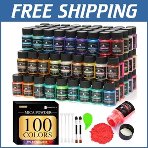 High-Density Mica Powder: 100 Colors — Non-Toxic for Resin and Candle Making - Picture 1 of 9