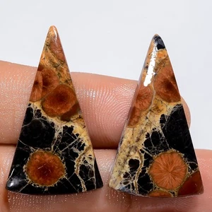 Natural Peanut Obsidian Triangle Cabochon Gemstone Pair 24.5 Ct 30X17X3 mm SG-18 - Picture 1 of 1