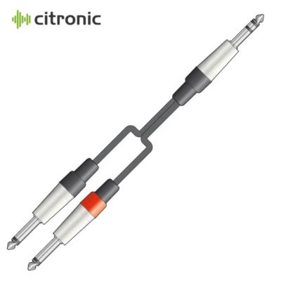 Citronic 6.35mm Stereo Jack to Twin 6.35mm Mono Jack Audio Cable/1.5m/3m/6m - Image 1 of 3