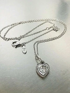 "ENCANTADOR COLLAR DE PLATA ESTERLINA DE ZIRCONIA CÚBICA DE CORAZÓN PANDORA ALE 17""" - Imagen 1 de 4