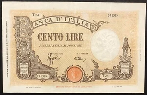 100 LIRE BARBETTI GRANDE B FASCIO 15 03 1943 bb+ pressato LOTTO 1551 bis - Foto 1 di 2