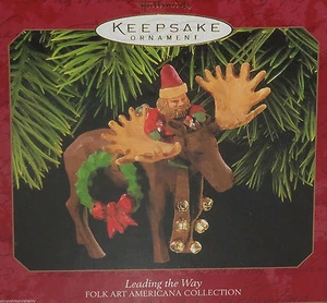 Hallmark Ornament Christmas Leading the Way Moose Santa Folk Art Americana 1997 - Picture 1 of 2
