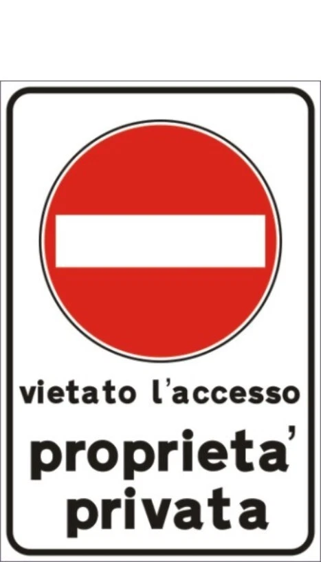 CARTELLO PROPRIETA PRIVATA CARTELLI TARGA TARGHE  ALLUMINIO 3mm 4 FORI  20X30 CM - Immagine 1 di 1