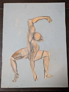 Vintage John Huszer 60s abstract figure study modern art male nude mcm RISD - Picture 1 of 7