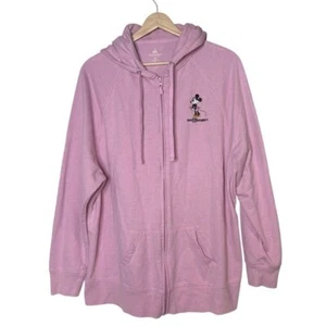 Disney Parks Embroidered Minnie Mouse Full Zip Hoodie Size 2X Pink Athleisure - Bild 1 von 10