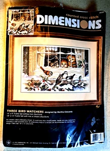 Dimensions Counted Cross Stitch Kit 14 X9 Three Bird Watchers NOS SEALED 3839 - Picture 1 of 6