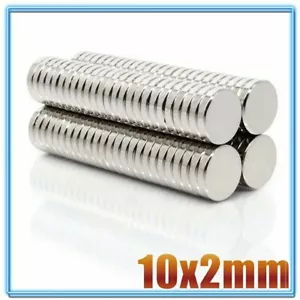 10 x 10mm x 2mm Circular Neodymium Magnets N52 Ultra Strong FREE FAST POSTAGE - Picture 1 of 2