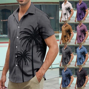 Men's Short Sleeve Button Shirt  Casual Short Sleeve Shirt Comfort Loose Tops - Picture 1 of 18