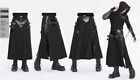 Devil Fashion Men Black Gothic Punk Buckle Decor Slit A-Line Long Skirt