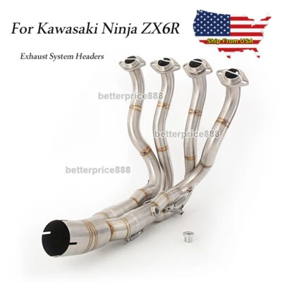 For Kawasaki Ninja ZX-6R ZX636 2009-2024 Motorcycle Exhaust System Header Pipe - Image 1 of 4