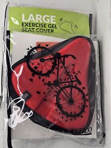 Large Exercise Gel Seat Cover 10"x11" NIP Bikeroo /Red/ Gel & Lycra