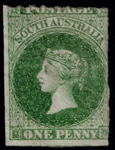 1860 South Australia 1d Dull Blue-Green Rouletted SG 20 Fine MNG Cat. £180.00 - Picture 1 of 1