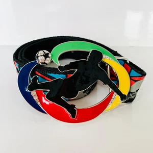 Rock 'n' Roll Soccer Belt With Rhinestone Accent Colorful Enamel Buckle 32'' - Picture 1 of 7