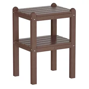 2-Tier Outdoor Side Table Adirondack End Table for Pool Garden Backyard (Brown) - Picture 1 of 9