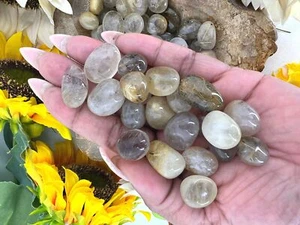 Rutilated Quartz Tumble Stone - Tumbled Rutile Quartz Stone - Gold Rutile in - Picture 1 of 10
