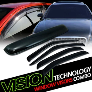 For 00+ Xterra Sun Rain Wind Vent Window Visors+Sunroof Moonroof Roof Deflector - Picture 1 of 2