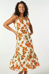 NWT Princess Highway Orange Toile Sun Dress in Linen Size 18 - Picture 1 of 7