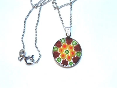 Colgante Cristal Murano 6/8", Plata de Ley 925/1000, Cadena 16 6/8"  Foto 1 de 4