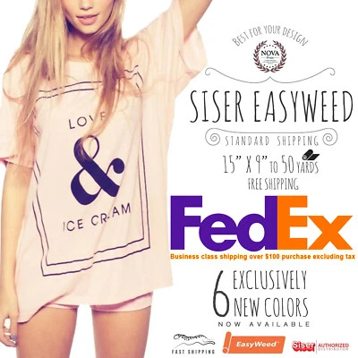 Vinilo de transferencia de calor Siser Easyweed IRON-ON 15" X 9", 12", 1,3,5,10,25 y 50 yardas Foto 1 de 4