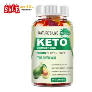 Keto Slimming BHB Gummies 20,000mg Apple Cider Vinegar ACV Weight Loss 60 Gummy - Picture 1 of 12